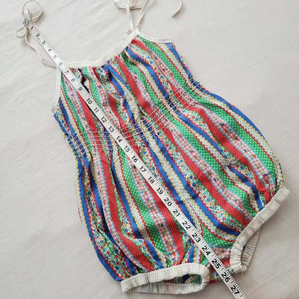 Vintage 70s Striped Pattern Romper kids 9/10 *flaw - Picture 6 of 10